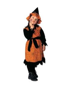 Orangefarbenes Kostüm Spinnenhexe für Mädchen