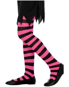 Gestreifte Pantys Pink und Schwarz für Kinder