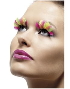 Ciglia multicolore con piume