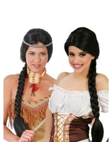 Perücke mit geflochtenem Zopf Schwarz