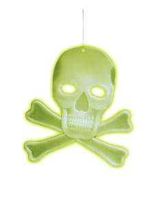 Hängender Totenkopf in 3D mit fluoreszierenden Knochen