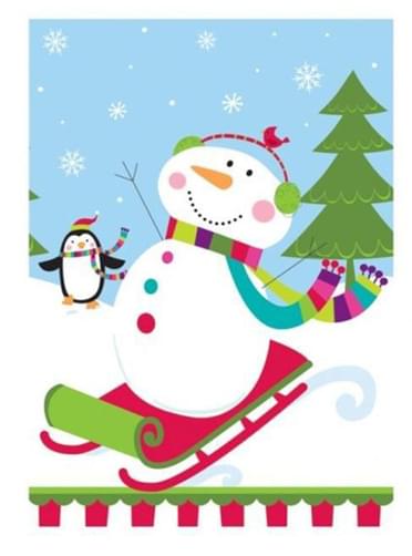 snømann på en slede bordduk