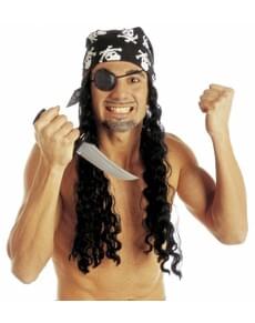 Perruque pirate avec bandana et cache-œil