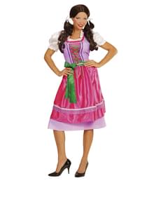 Costume con dirndl rosa-verde donna