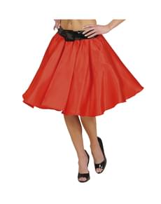 Jupe satin rouge avec jupon femme