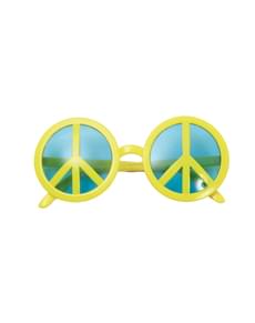 Lunettes symbole de paix jaune adulte
