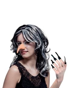 Sæt med heksenæse og -negle til kvinder