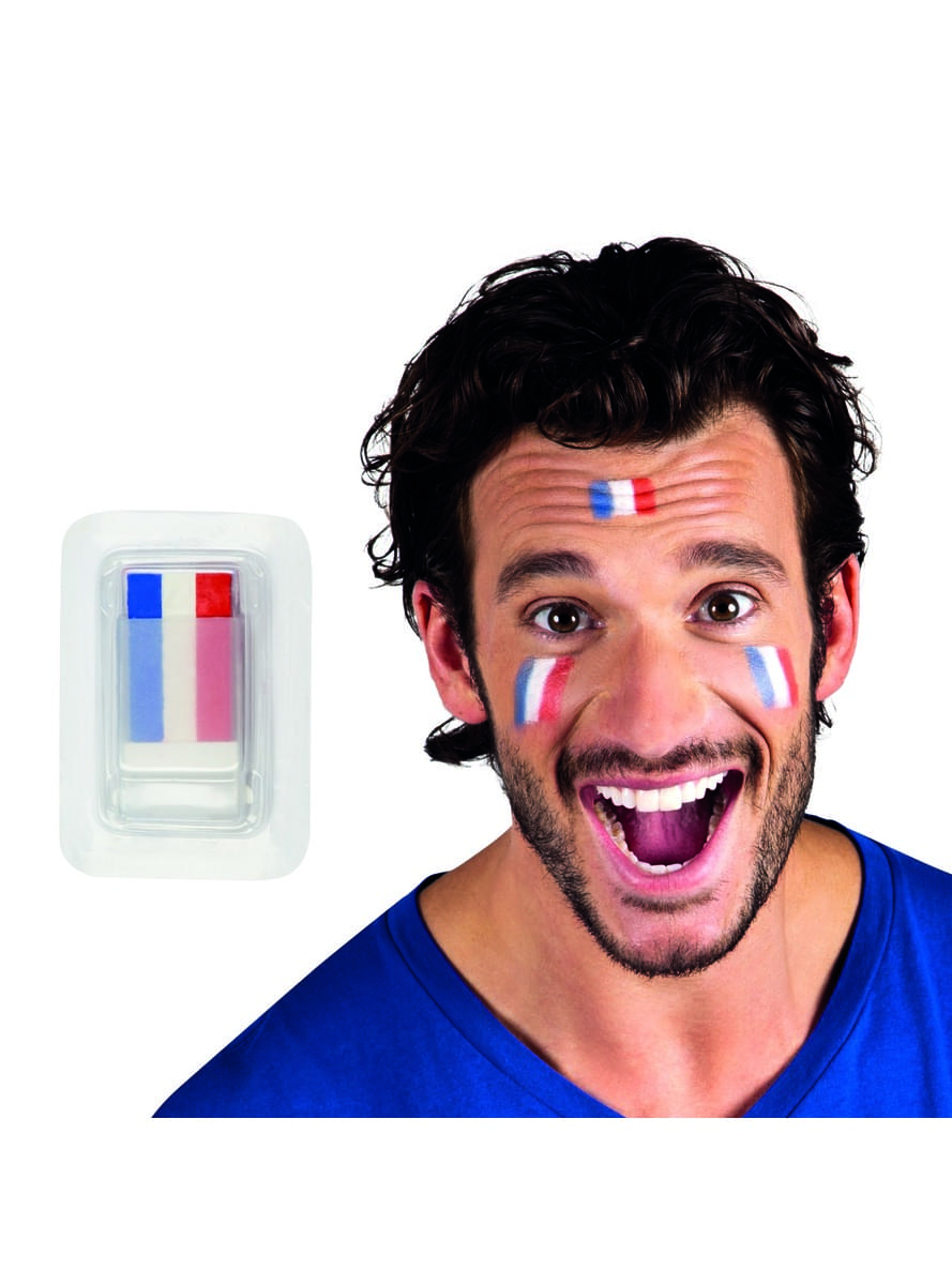 Stick Maquillage Tricolore Bleu Blanc Rouge - Kit Supporter France Pour JO Paris 2024 - 2 Pièces