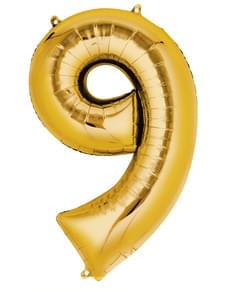 Globo número 9 dorado
