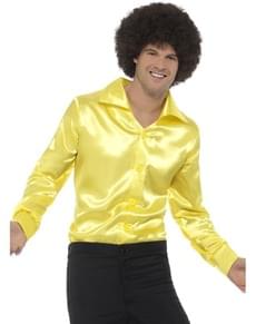 Chemise jaune satin homme