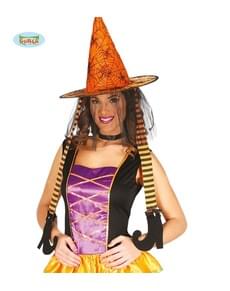 Orangefarbener Hexenhut mit Beinen für Damen