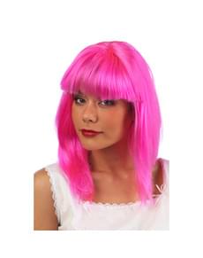 Rosa Perrücke mit Pony für Damen