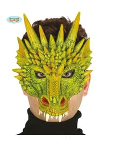 Halbe Maske grüner Drachen aus Schaumstoff für Erwachsene