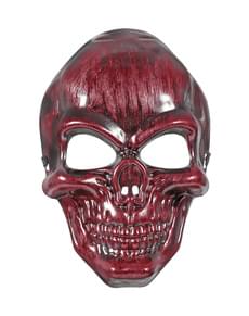 Máscara de calavera roja metalizada para adulto