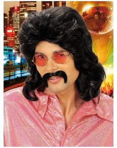 70er Jahre Perücke und Schnurrbart